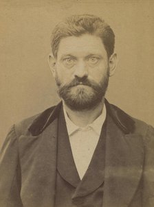 Delabie. Georges. 43 ans, né le 30/10/50 à Ganaches (Somme). Mécanicien. Anarchiste. 2/7/94., 1894. Creator: Alphonse Bertillon.