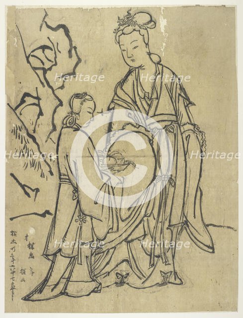 Courtesan and attendant, Edo period, 1573-1615. Creator: Unknown.