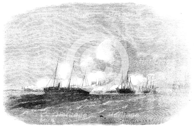 The Grand Naval Review, at Spithead: Gun-Boats attacking Southsea Castle - sketched by E. Weedon, 18 Creator: Unknown.