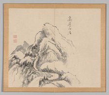 Double Album of Landscape Studies after Ikeno Taiga, Volume 1 (leaf 34), 18th century. Creator: Aoki Shukuya (Japanese, 1789).