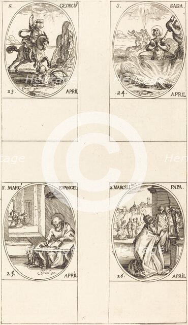 St. George; St. Sabas; St. Mark, Evangelist; St. Marcellin. Creator: Jacques Callot.