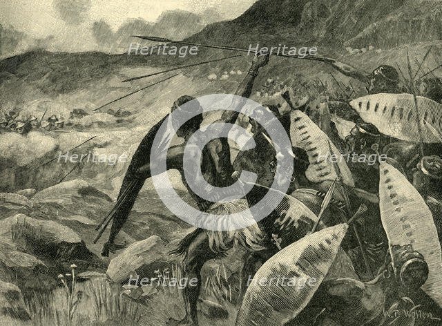 'Fighting in the Matoppo Hills: Charge of the Matabele', c1900. Creator: William Barnes Wollen.