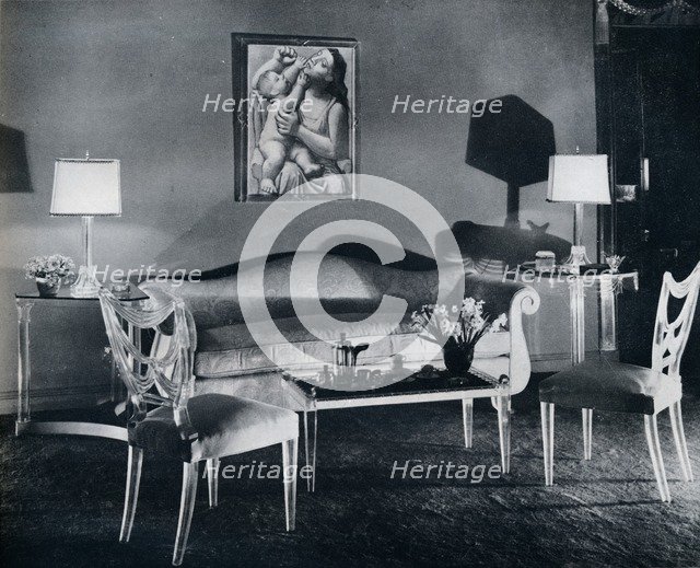 'Plexiglas furniture in a 1940s interior', 1941. Artist: Unknown.