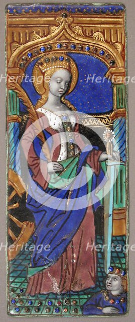 Triptych Panel with Saint Catherine, French, 15th-16th century. Creator: Master of the Triptych of Louis XII.