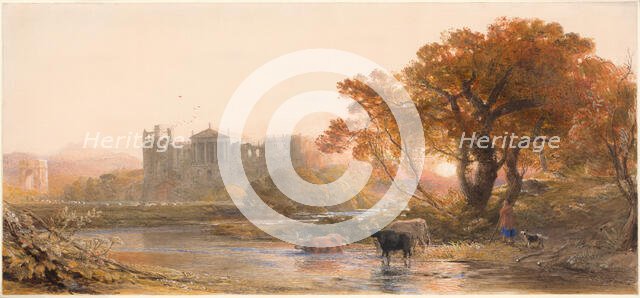 Evening in Italy—the Deserted Villa, 1845. Creator: Samuel Palmer.