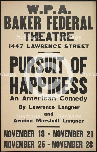 Pursuit of Happiness, Denver, 1937. Creator: Unknown.