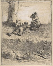 Roadworkers at Lunch, ca. 1850-52. Creator: Jean Francois Millet.