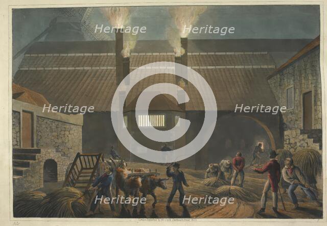 A view of the courtyard of a boiling house, in Antigua, 1823.  Creator: William Clark.