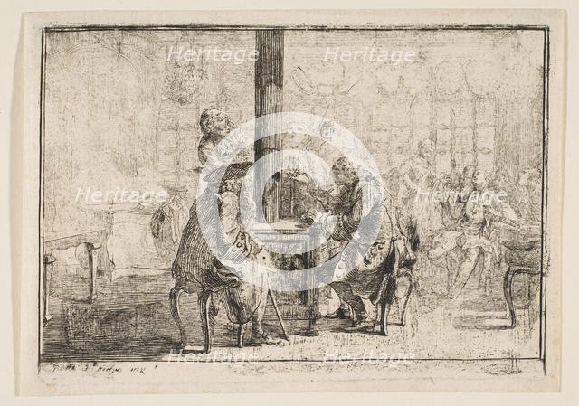 Les Nouvellistes, 1752. Creator: Gabriel de Saint-Aubin.