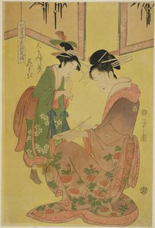 Beauties Parodying the Seven Sages - A Selection of Younger Courtesans..., c. 1793. Creator: Hosoda Eishi.