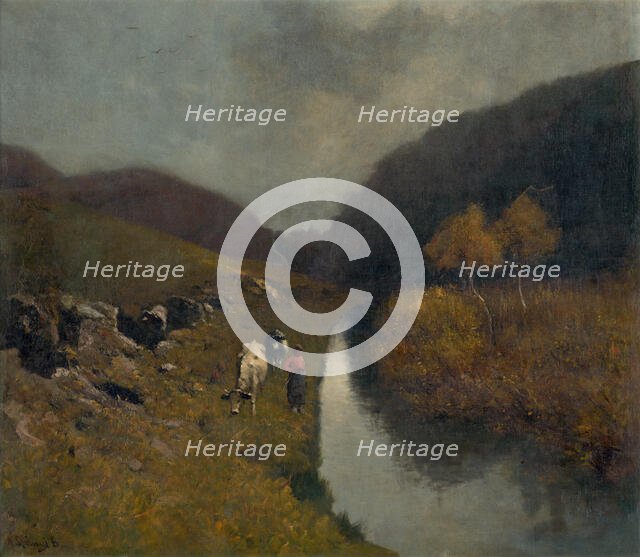 Landscape with Cows, 1880-1900. Creator: Béla Spányi.