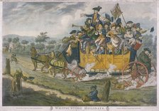 A crowded coach travelling between Greenwich and Charing Cross, London, 1783. Artist: Anon