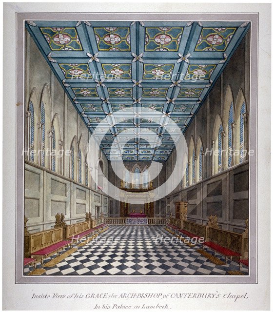 Interior view of the chapel in Lambeth Palace, London, c1810.     Artist: Anon