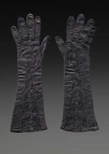 Pair of black leather gloves from Mae's Millinery Shop, 1941-1994. Creator: Unknown.