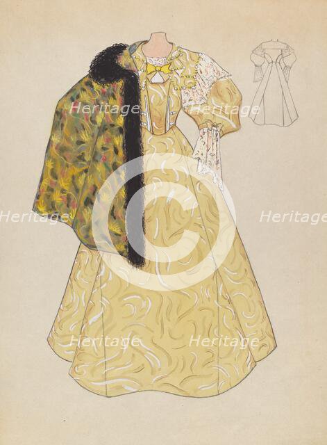 Evening Dress and Cape, c. 1936. Creator: Dorothy Gernon.