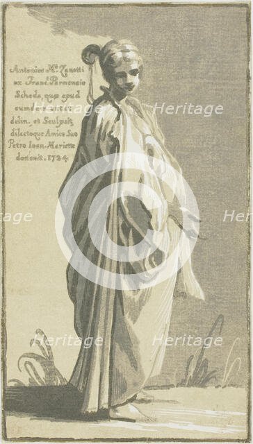 Young Woman Standing, Turned to the Right, 1724. Creator: Anton Maria Zanetti.
