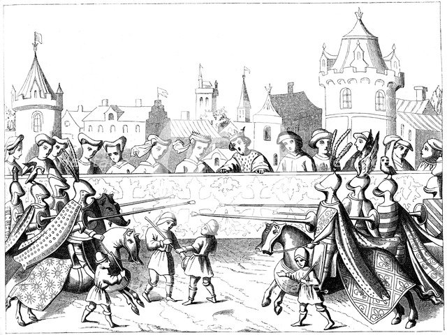 Jousting in the time of Queen Isabeau, 15th century, (1849). Artist: Unknown