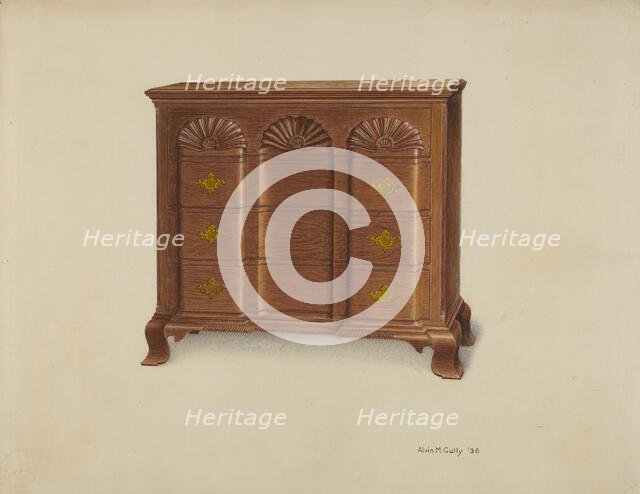 Block Front Chest of Drawers, 1936. Creator: Alvin M Gully.