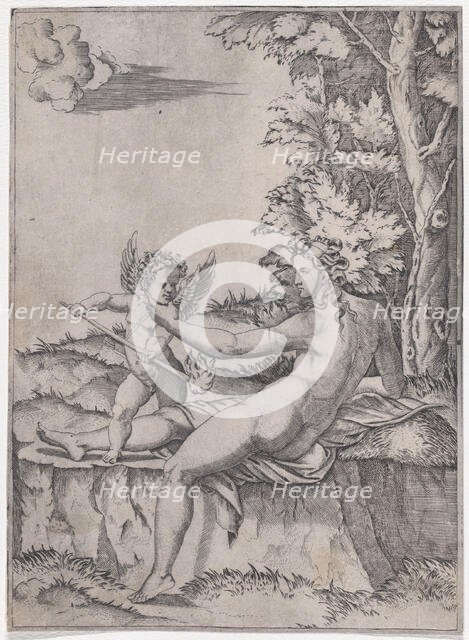 Venus and Eros, ca. 1514-36. Creator: Agostino Veneziano.