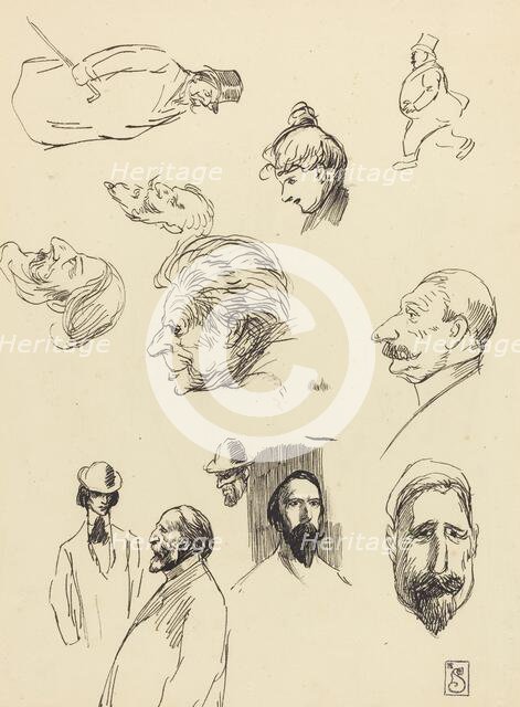 Studies of Figures and Heads, late 19th-early 20th century. Creator: Theophile Alexandre Steinlen.