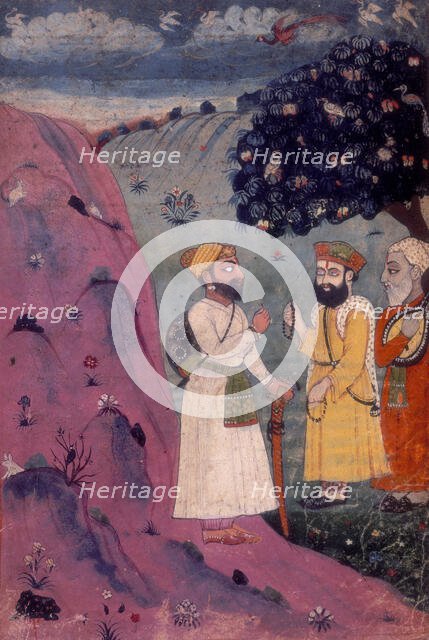 Guru Nanak, manuscript painting, early 18th century.  Creator: Unknown.