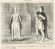 Le Théâtre français réduit...à se servir..., 1858. Creator: Honore Daumier.