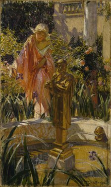 Stepping in the Fountain, ca. 1916. Creator: William de Leftwich Dodge.