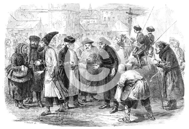 A group at the Great Annual Fair at Nijni Novgorod, Central Russia, 1864. Creator: Mason Jackson.