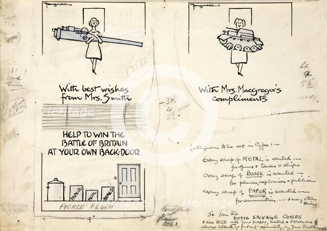 Salvage Appeal to join Home Salvage Corps World War II poster, between 1939 and 1946.  Creators: Central Office of Information, Cyril Kenneth Bird.