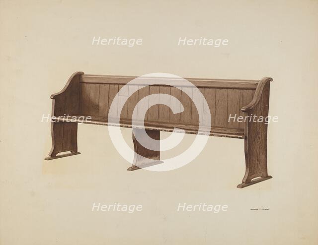 Church Pew, c. 1940. Creator: Randolph Atkinson.