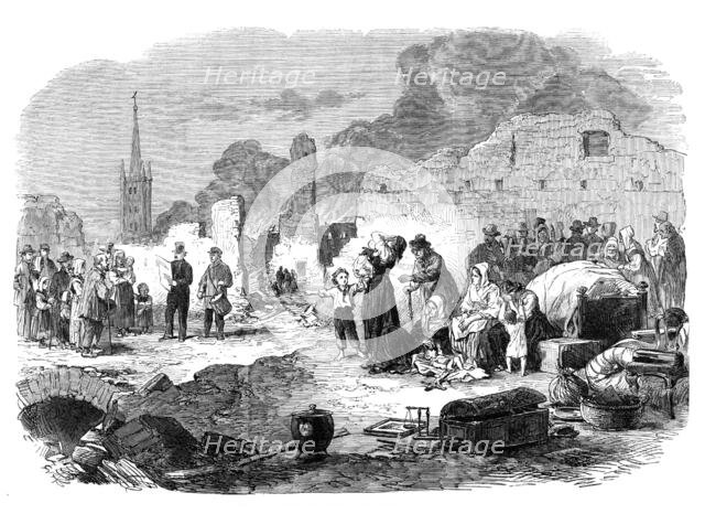 The Great Fire at Limoges, France: the public crier announcing the distribution of relief…, 1864. Creator: Unknown.