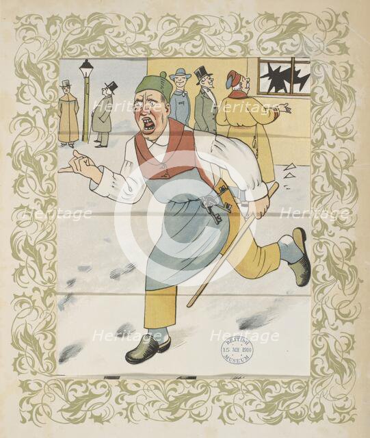 Angry shop-owner, 1900.  Creator: Lothar Meggendorfer.