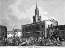 View of the church and graveyard of St James Clerkenwell, London, c1820.         Artist: William Fellows