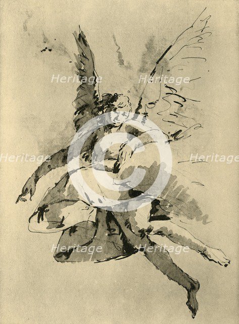 'Hovering Angel', 18th century, (1928). Artist: Follower of Tiepolo.