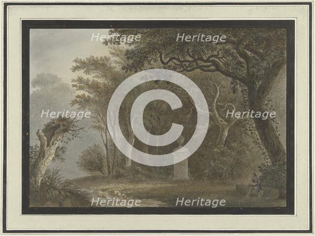 Forest landscape with a monument to Salomon Gesner, 1740-1800. Creator: Anon.