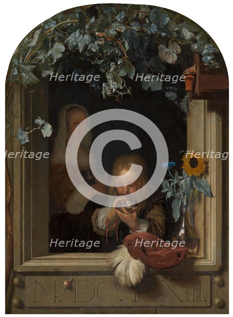 A Boy Blowing Bubbles, 1663. Creator: Frans van Mieris I.