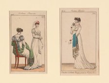 “Costume Parisien” Fashion Plates, from the Journal of Ladies and Fashion, France, 1804 and 1806. Creator: Unknown.