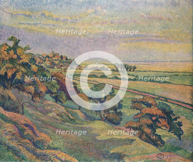 'Rye from Cadborough, Sunset', 1913. Artist: Lucien Pissaro.