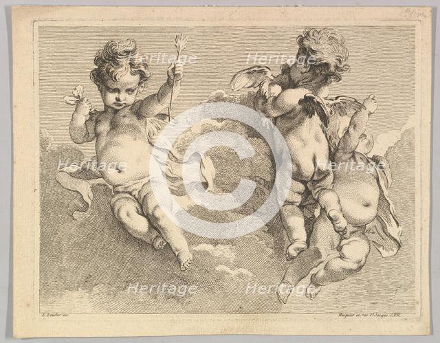 Trois Amours dont un tient une flèche (Three Loves, one of which holds an arrow), from Premier.... Creator: Pierre Alexandre Aveline.
