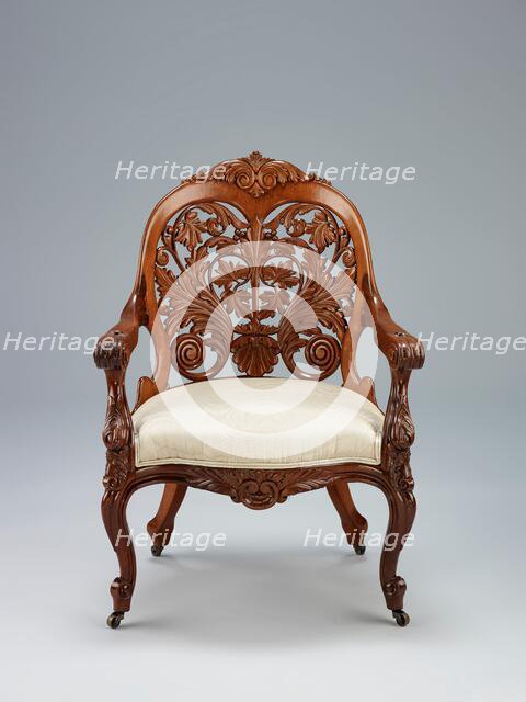 Armchair, about 1850-1860. Creator: Unknown.