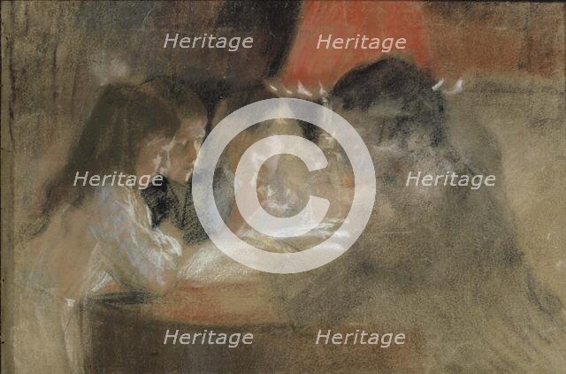 The Brandt Family Children (By the Lamp), 1889. Creator: Albert Edelfelt.