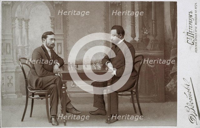 Mikhail Chigorin (1850-1908) and Siegbert Tarrasch (1862-1934) in Petersburg, 1893.