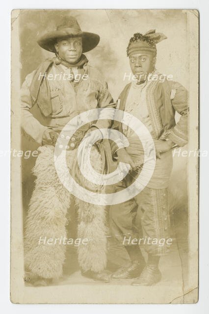 Photographic postcard portrait of two men in Western attire, early 20th century. Creator: Unknown.