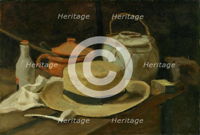 Still Life with Yellow Straw Hat, 1881 or 1885. Creator: Gogh, Vincent, van (1853-1890).