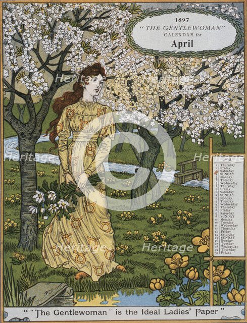 "The Gentlewoman" Calendar for April 1897. Creator: Unknown.