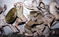 Greeks fight Persians, the Alexander Sarcophagus, Sidon, 4th century BC, (20th century). Artist: Unknown.