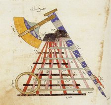 Mongols Catapult (trebuchet), from the Kitab fi ma'rifat al-hiyal al-handasiyya... Creator: Anonymous ().