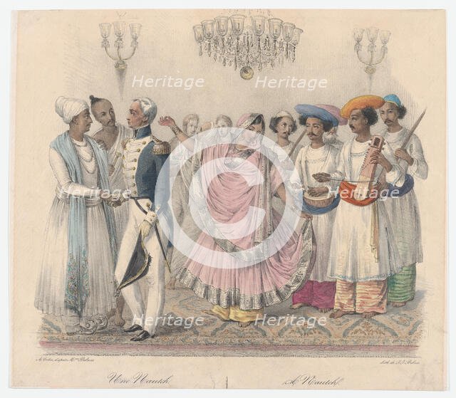 Une Nautch; from Twenty four Plates Illustrative of Hindoo and European Manners in Bengal,..., 1832. Creators: Alexandre-Marie Colin, Jean Jacques Belnos.
