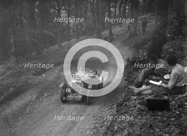 MG J2 of Doreen Evans taking part in the B&HMC Brighton-Beer Trial, Fingle Bridge Hill, Devon, 1934. Artist: Bill Brunell.