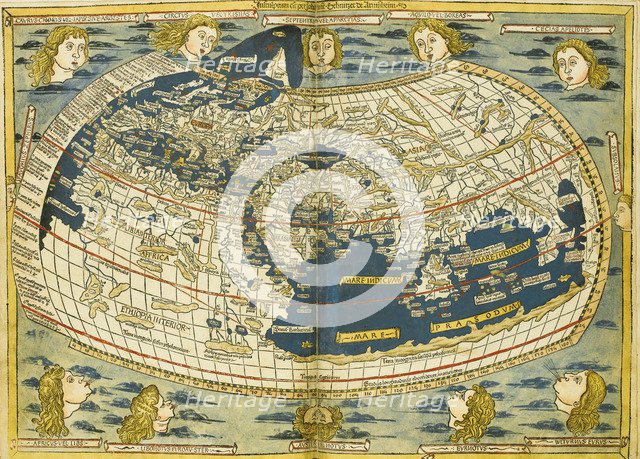 Ptolemy World map. Artist: Germanus, Donnus Nicolaus (ca. 1420-ca. 1490)